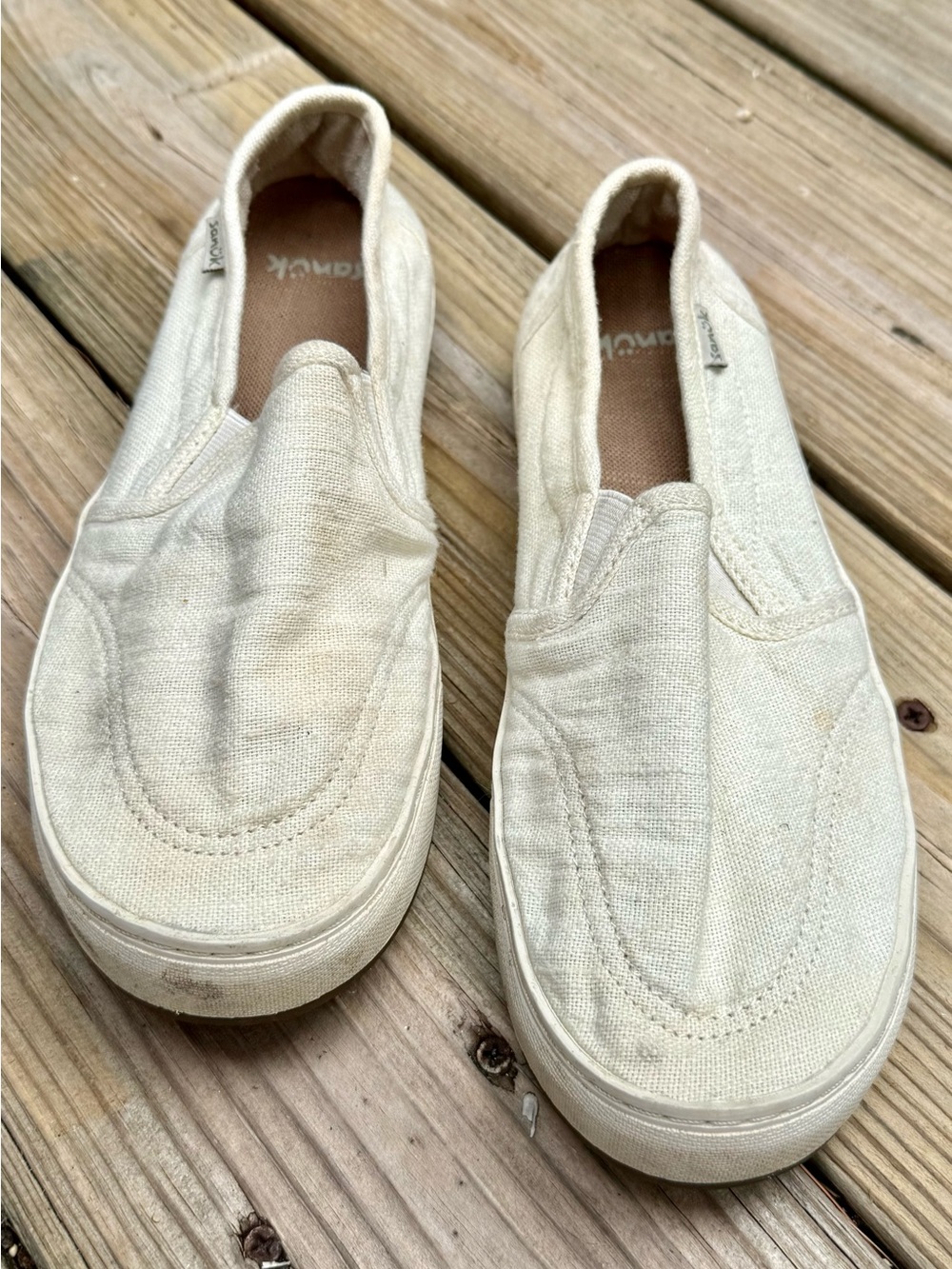 Sanuk Avery Hemp Slip-On Shoes Women’s 8 Washed White